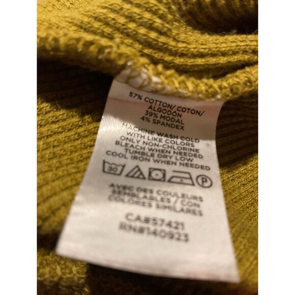 Lou & Grey Olive Green Waffle Knit Henley Long Sleeve Top Womens Medium M - Picture 6 of 7